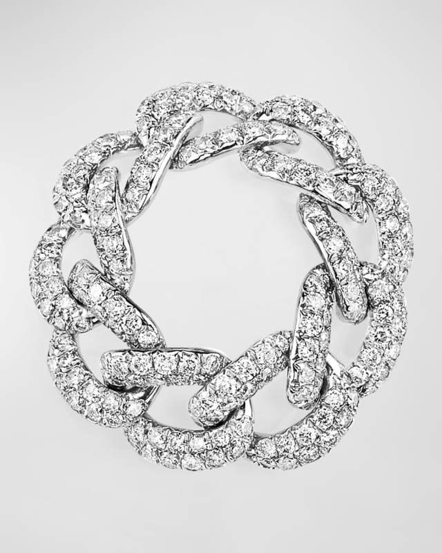 18K White Gold Essential Pave Diamond Link Ring, 10mm
