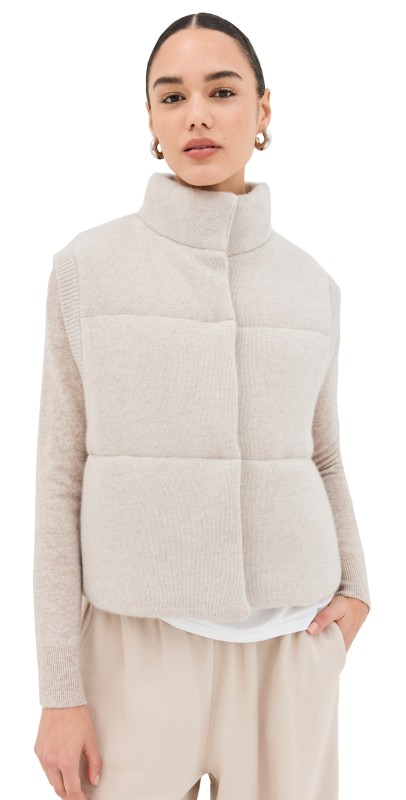 Le Kasha Cashmere Montana Sleeveless Puffer Vest Light Beige