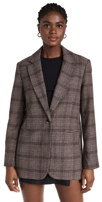 Reformation Classic Relaxed Blazer Chocolate Plaid