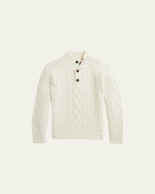 Boy's Cashmere Blend Cable Knit Sweater, Size S-X