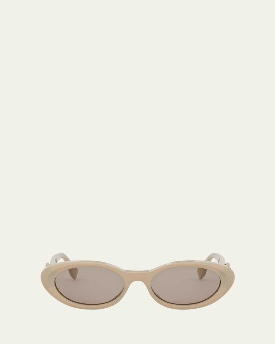 Fendi Diamond Beige Acetate Oval Sunglasses