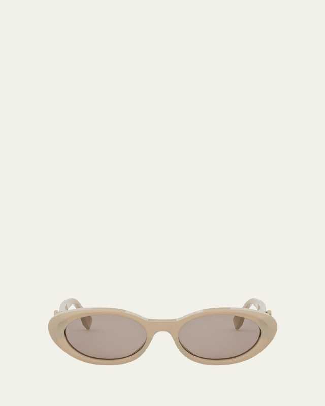 Fendi Diamond Beige Acetate Oval Sunglasses
