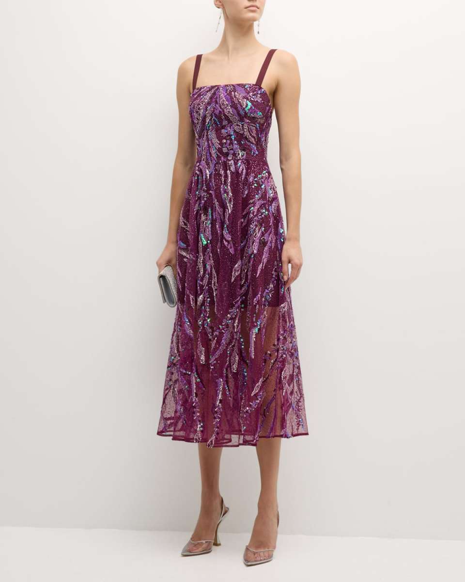 Cassandra Bead & Sequin A-Line Midi Dress