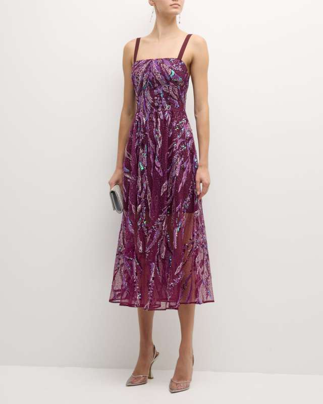 Cassandra Bead & Sequin A-Line Midi Dress