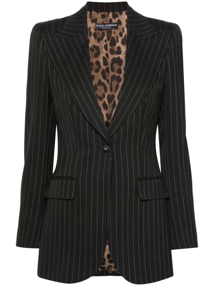 pinstriped single-breasted blazer