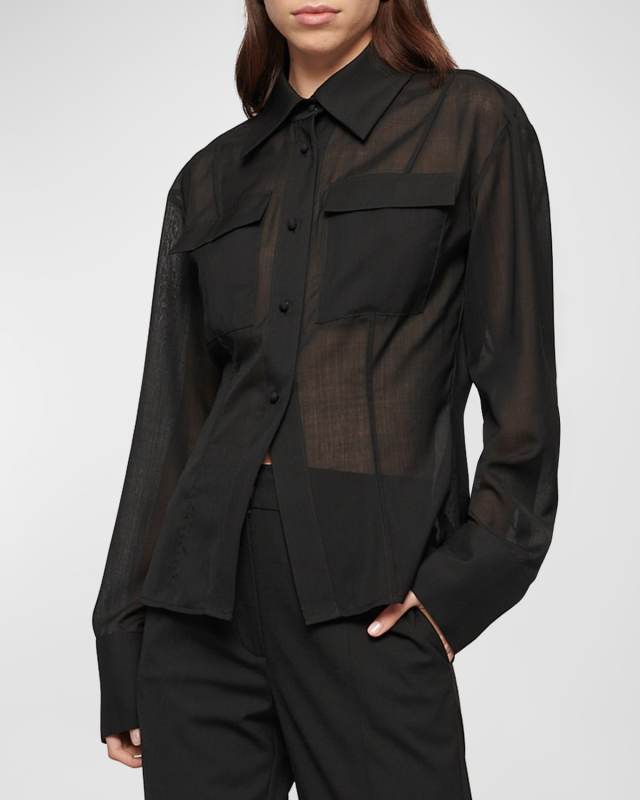 Mason Sheer Button-Front Shirt