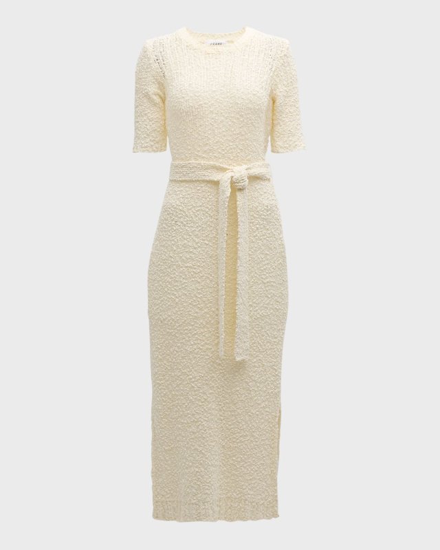 Short-Sleeve Mixed Stitch Sweater Dress