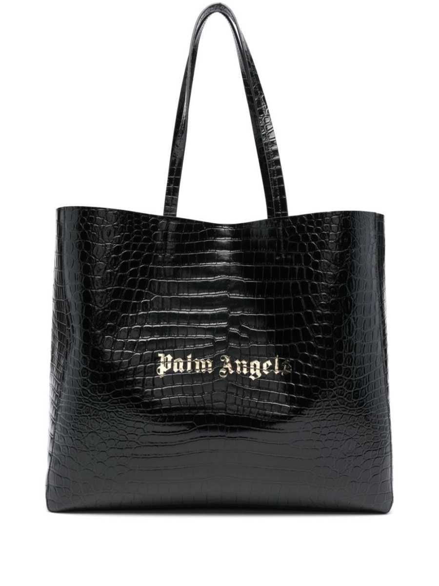 logo-appliqué leather tote bag