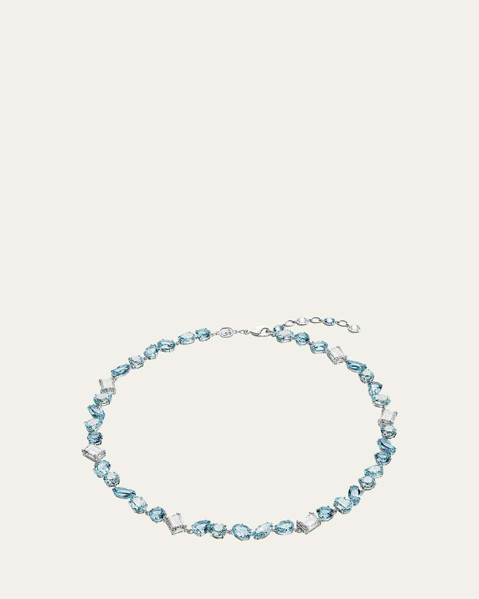 Gema Rhodium-Plated Mix-Cut Blue Crystal Necklace