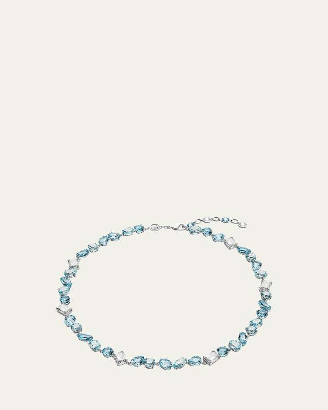 Gema Rhodium-Plated Mix-Cut Blue Crystal Necklace