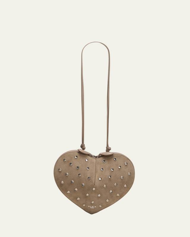 Le Coeur Riveted Strass Suede Crossbody Bag