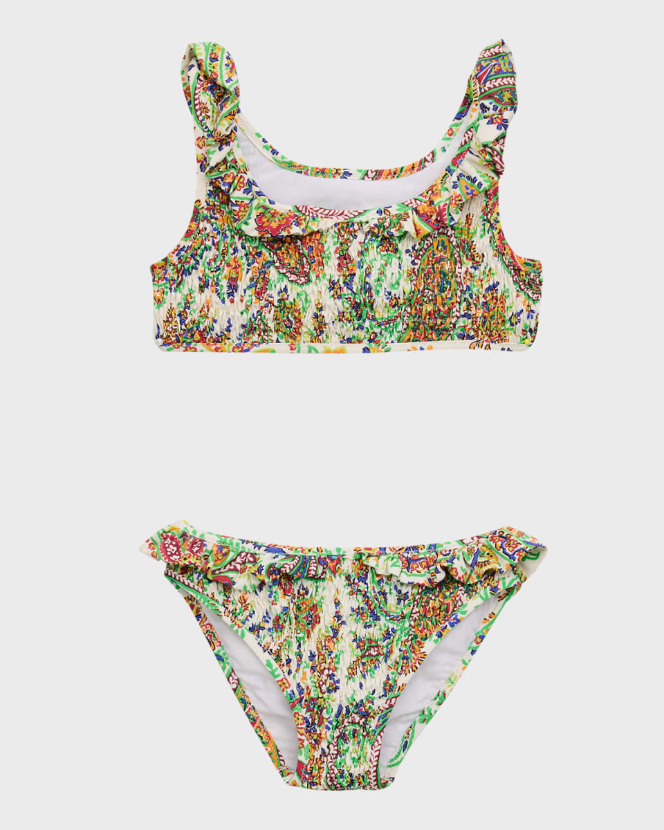 Girl's Smocked Two-Piece Bikini Set, Size 12-16