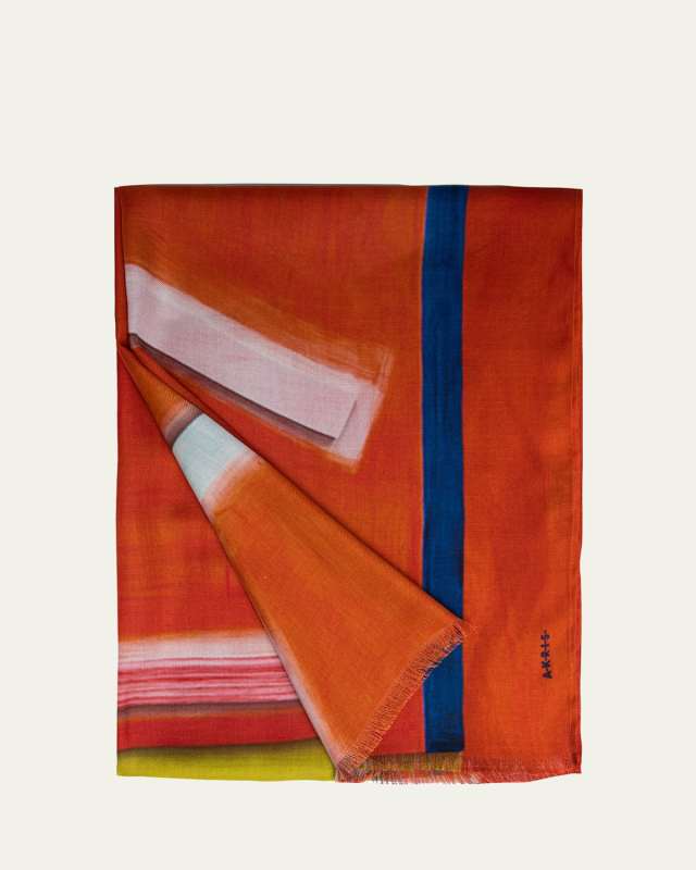 Abstract-Print Cashmere/Silk Scarf
