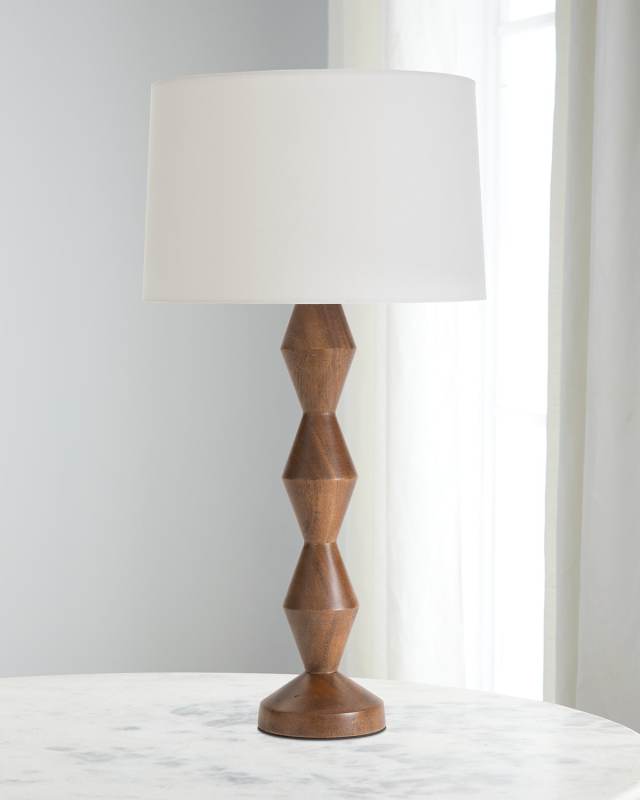 Crew 30" Walnut Buffet Lamp, Natural Linen Shade