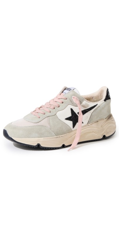 Golden Goose Running Sole Nappa Upper Suede Toe Sneakers Ice/Cream/Black