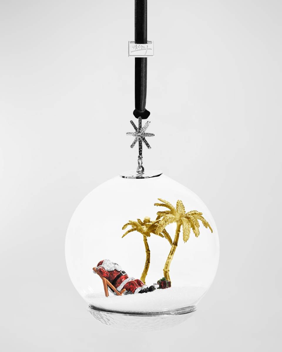 Island Santa Snow Globe Ornament