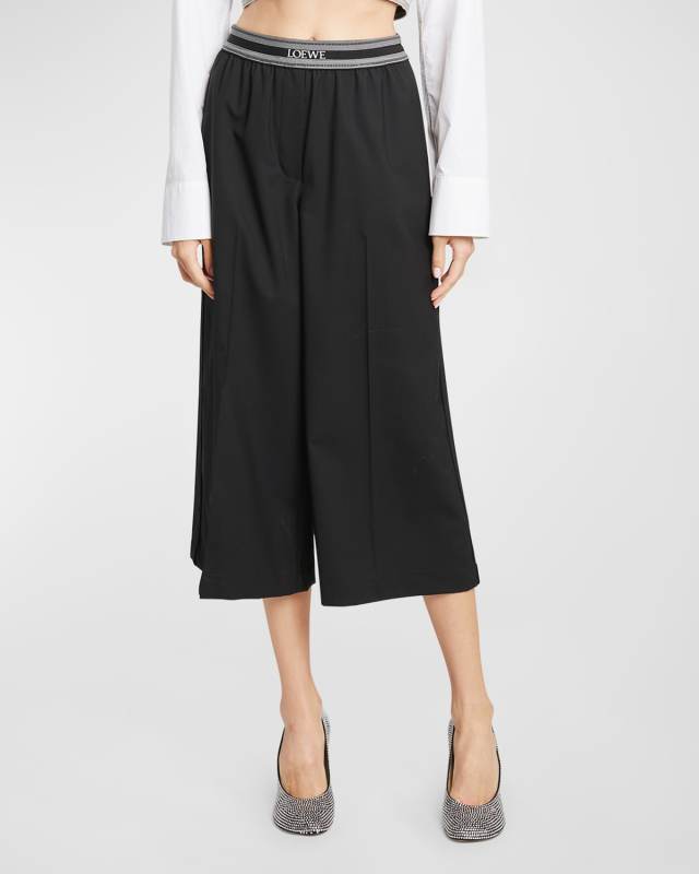 Logo Banded Cropped Trousers