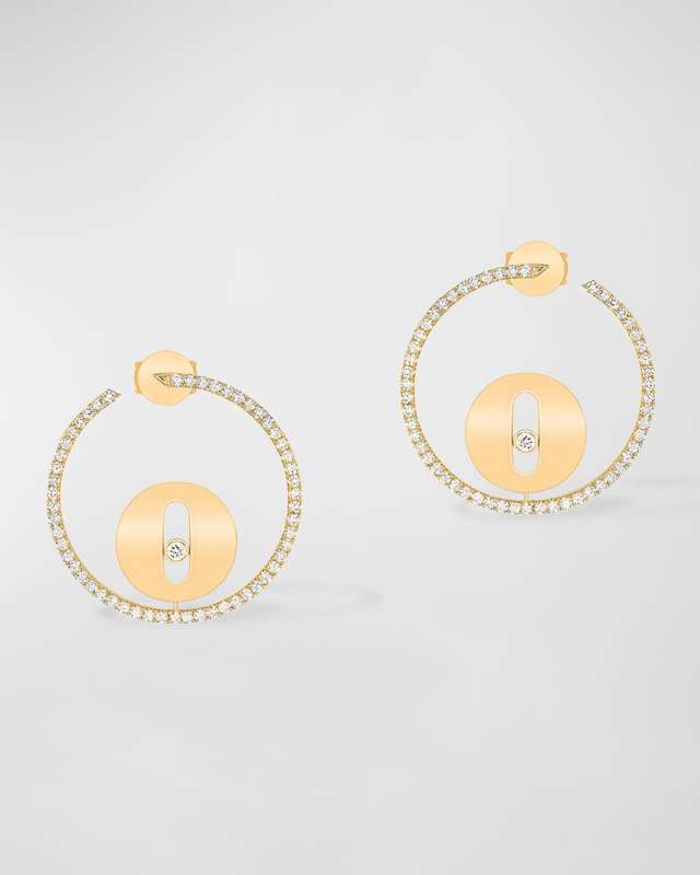 Lucky Move 18K Yellow Gold Diamond Hoop Earrings