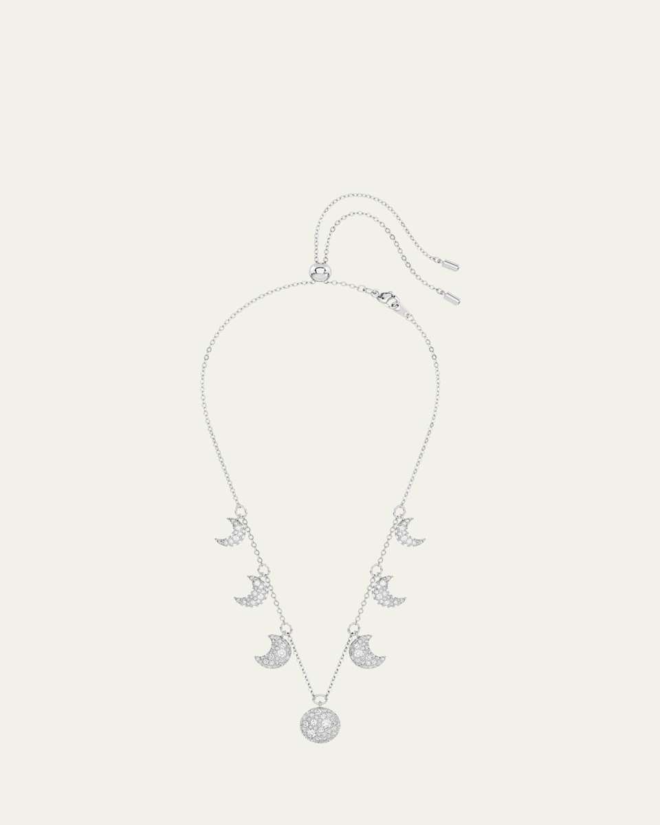 Luna Rhodium-Plated Crystal Pave Moon Choker Necklace