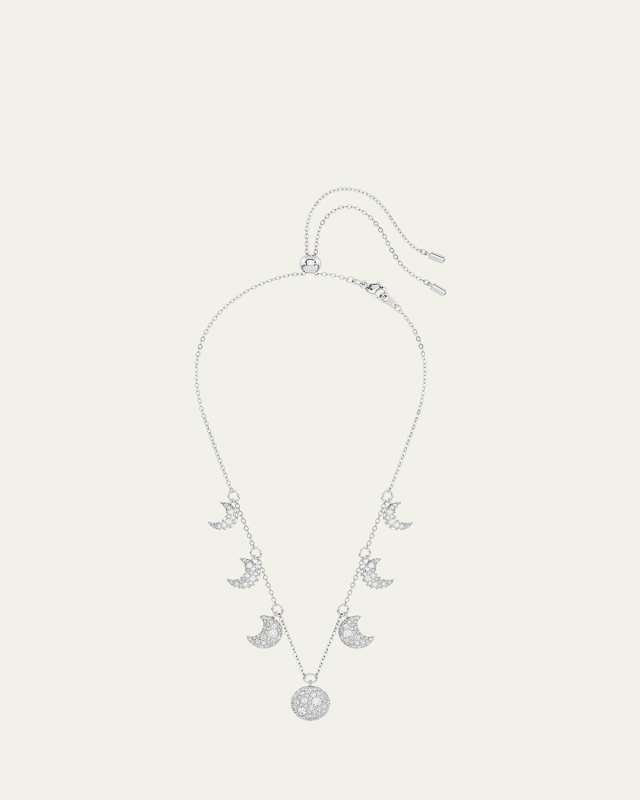 Luna Rhodium-Plated Crystal Pave Moon Choker Necklace