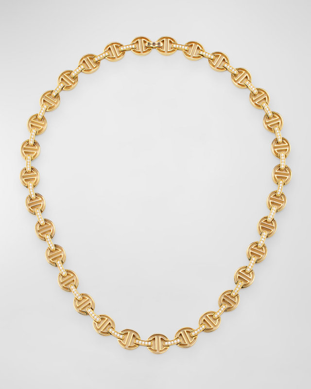 18K Yellow Gold Small MMV Necklace with Diamonds