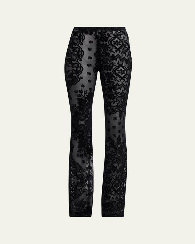 Sheer Printed Velvet Trousers