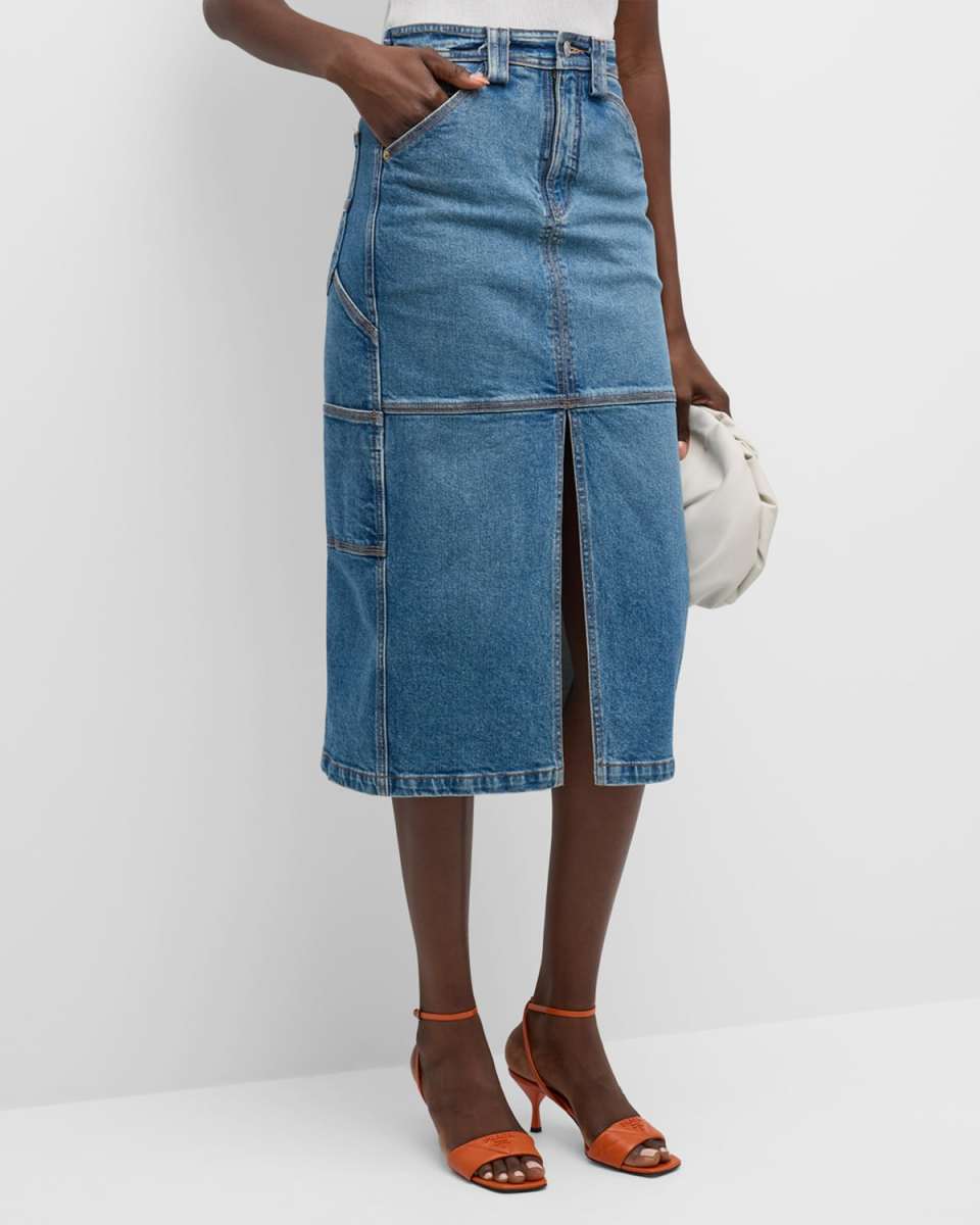 Alden Split Denim Midi Skirt