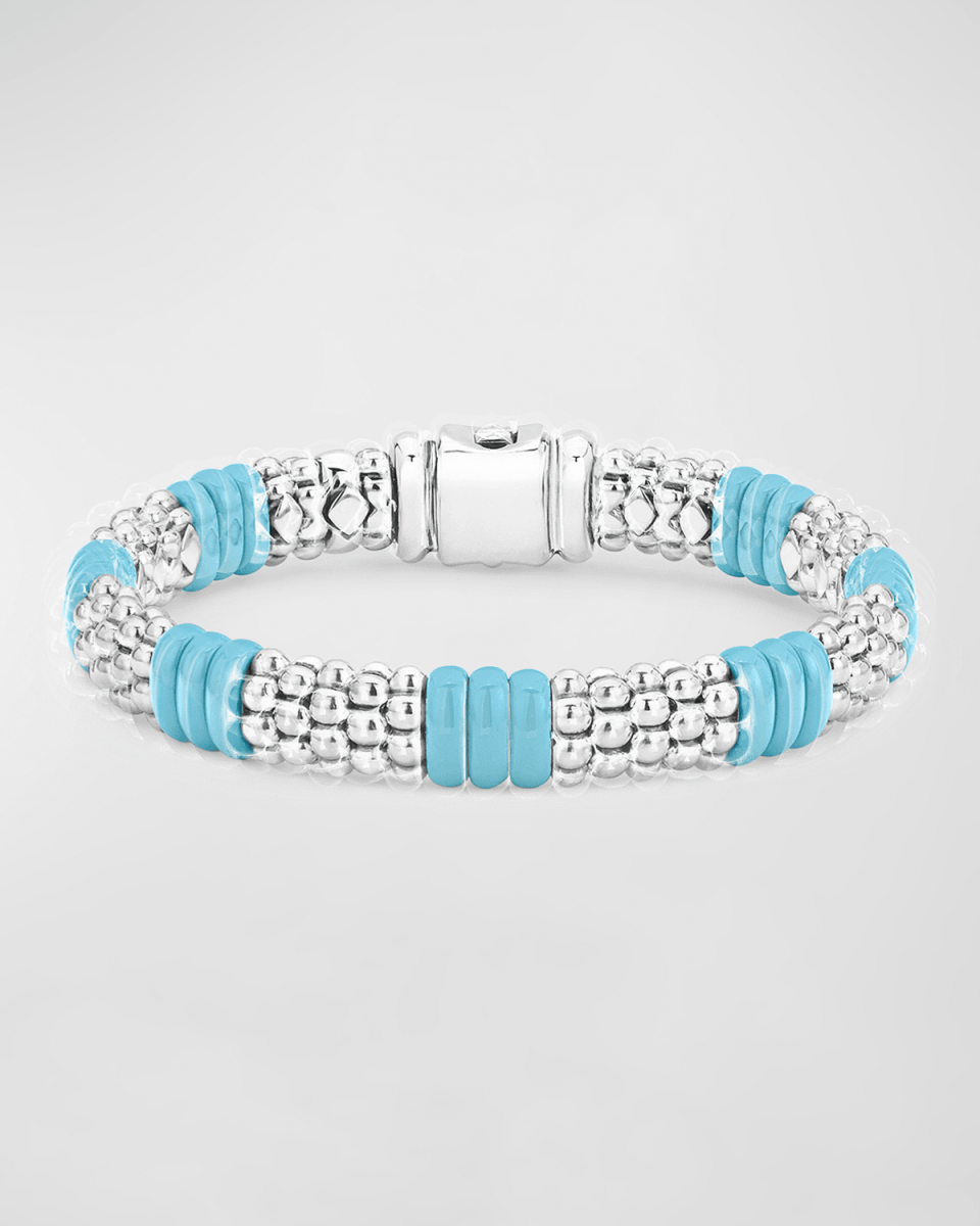 Blue Caviar Ceramic Station Bracelet, 9mm