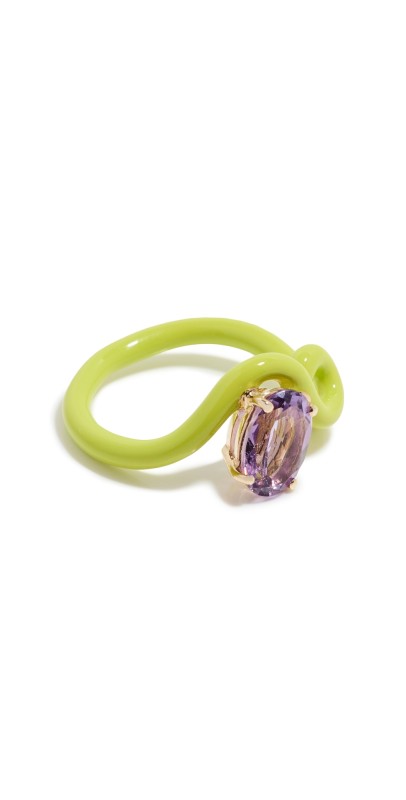 Bea Bongiasca Vine Ring Amethyst/Lime Green