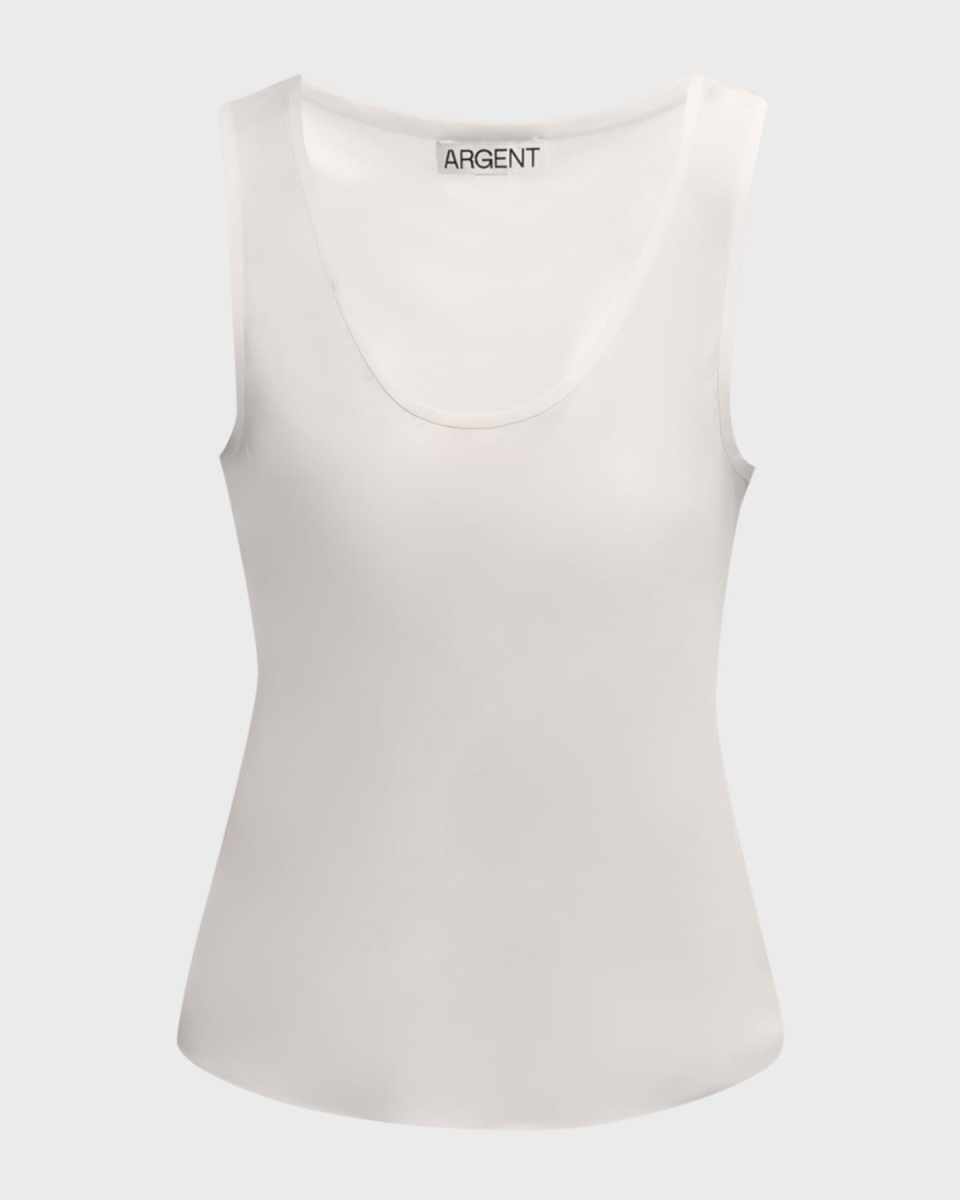Scoop-Neck Silk Charmeuse Tank