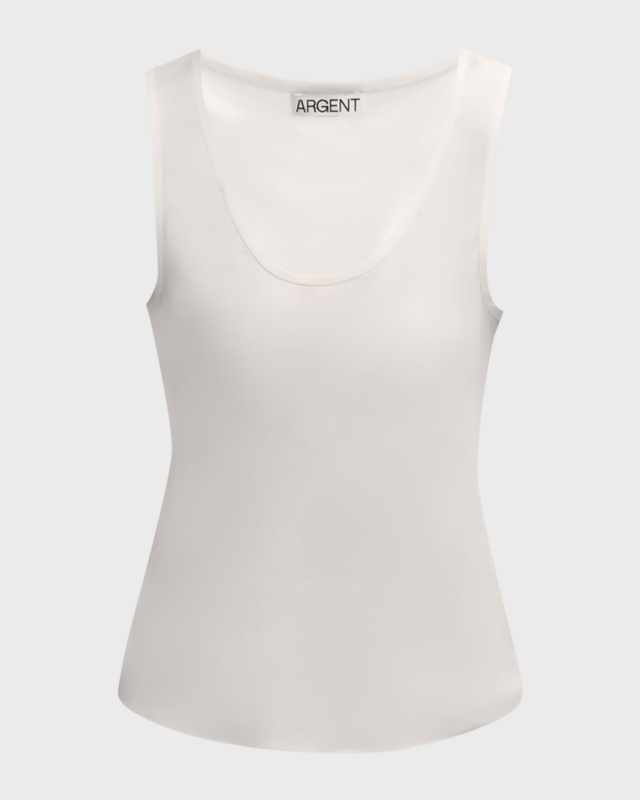 Scoop-Neck Silk Charmeuse Tank