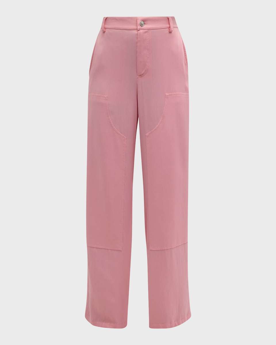 Wide-Leg Satin-Viscose Pants