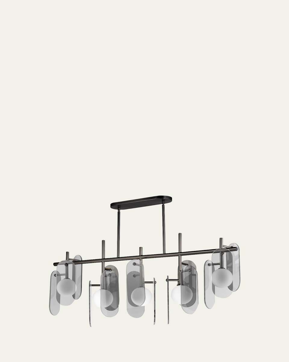 Megalith Glass Mirror Smoke 47" 5-Light Linear Chandelier