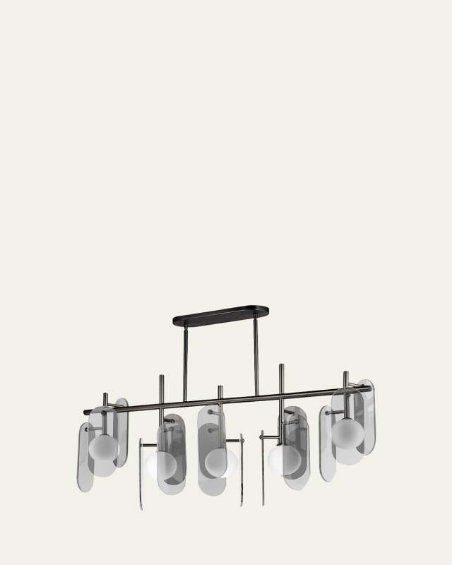 Megalith Glass Mirror Smoke 47" 5-Light Linear Chandelier