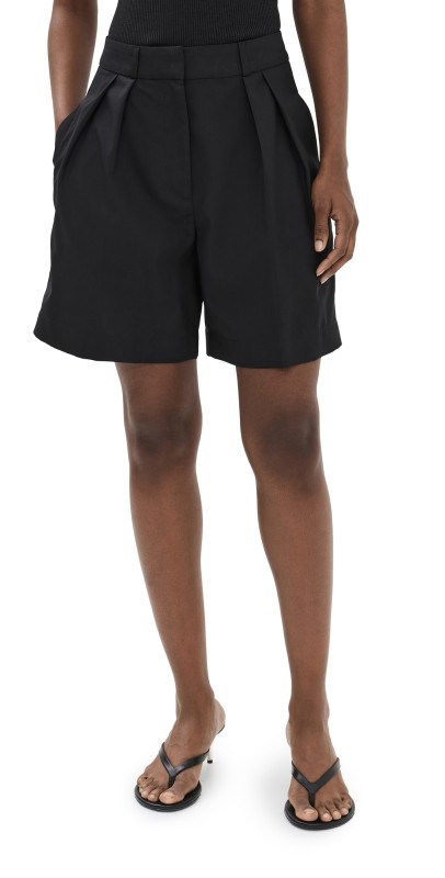 Róhe Tailored Wide Leg Shorts Noir
