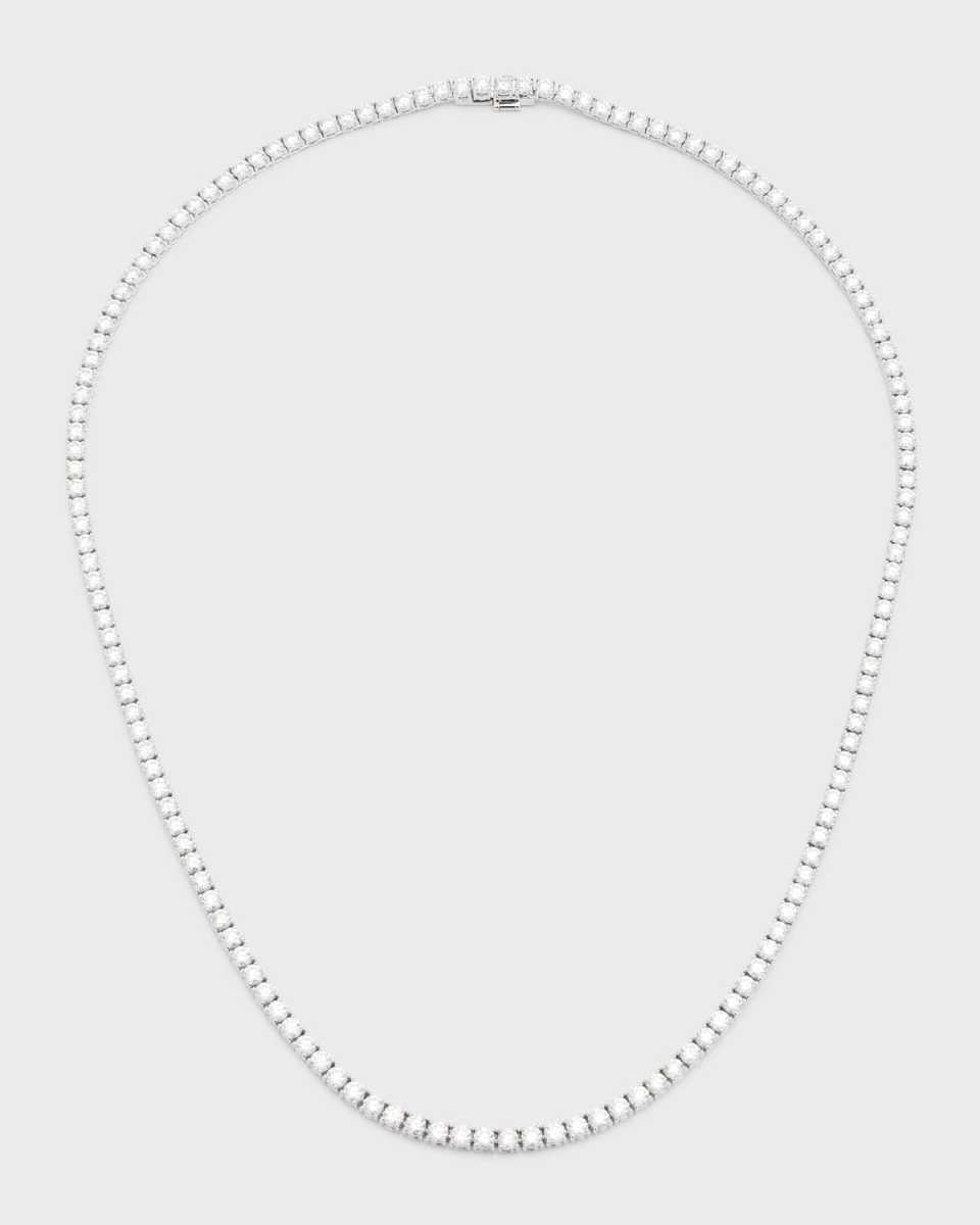18K White Gold Round Diamond Tennis Necklace, 17"L, 10.95tcw