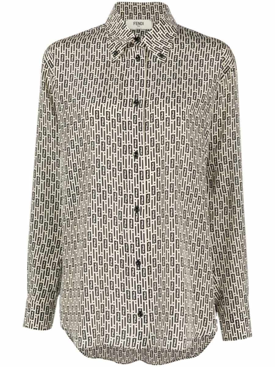 FF-print silk shirt