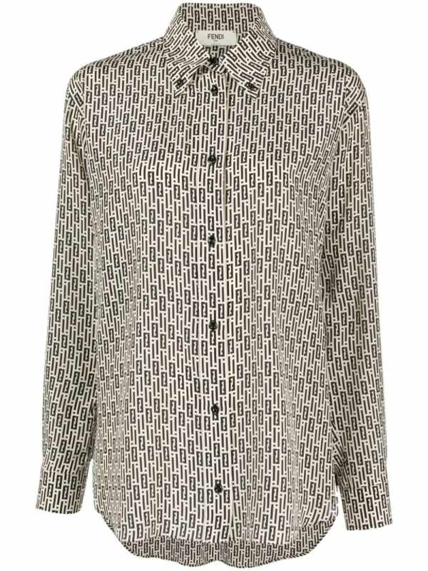 FF-print silk shirt