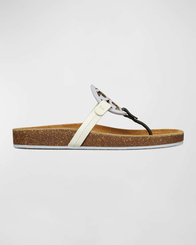 Miller Cloud Calfskin Medallion Thong Sandals