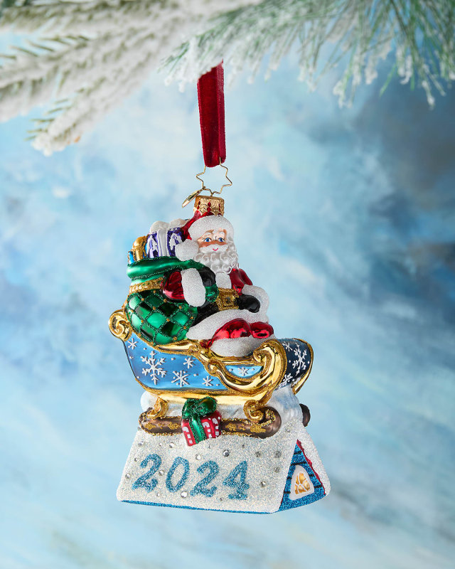 Rooftop Parking Santa 2024 Christmas Ornament