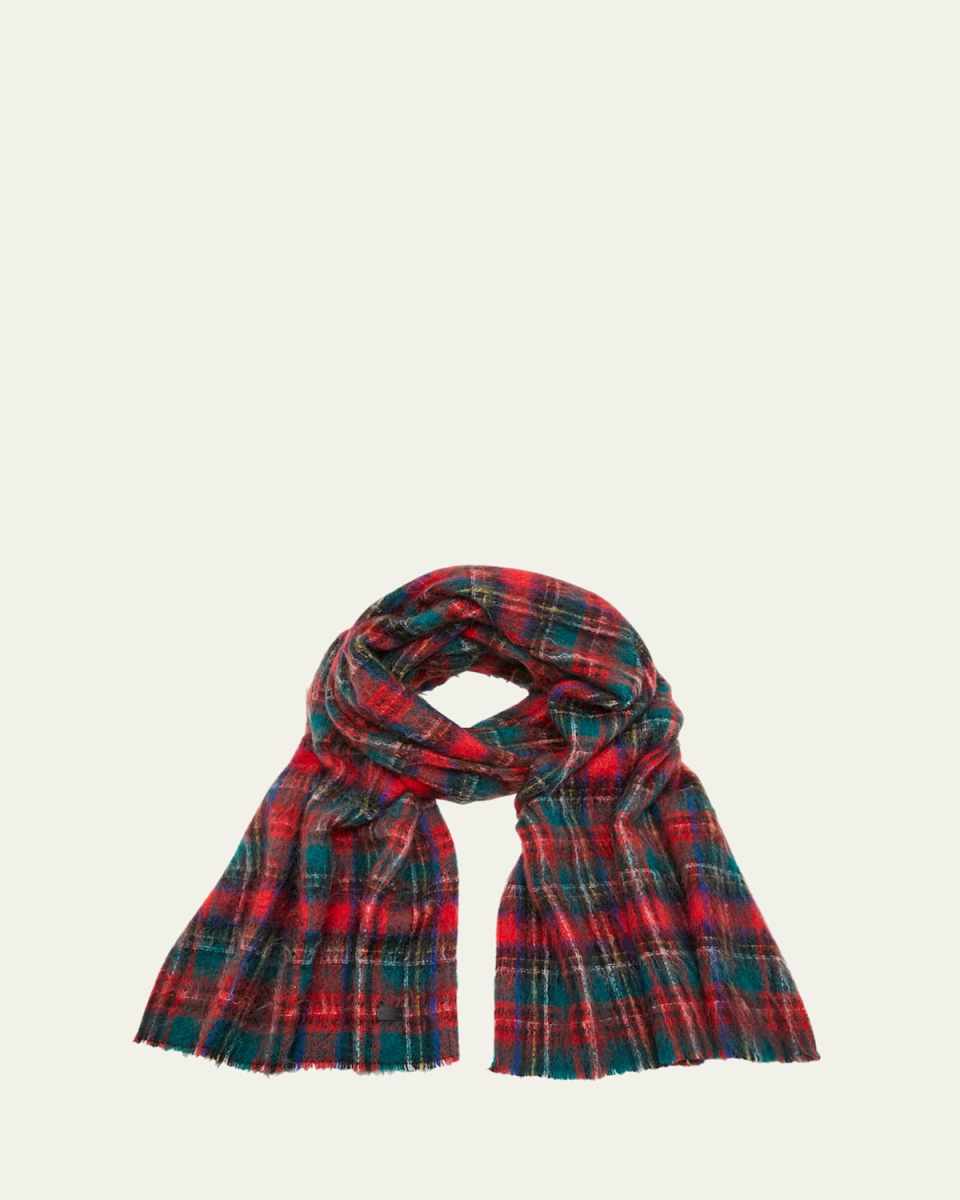 Extra-Long Tartan Mohair Scarf