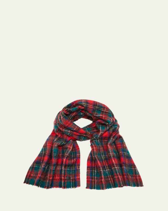 Extra-Long Tartan Mohair Scarf
