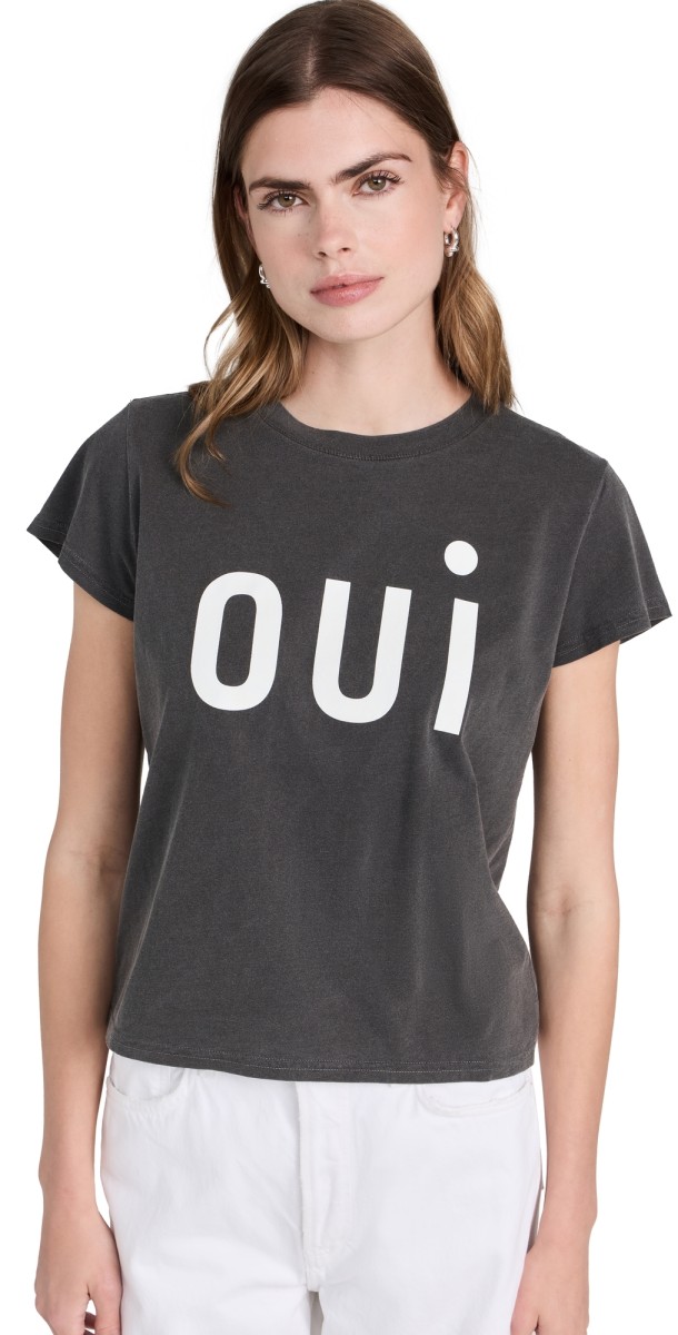 Clare V. Classic Tee Faded Black w/ Cream Oui