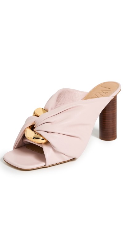 JW Anderson Corner Heel Sandals Pink + Link Gold