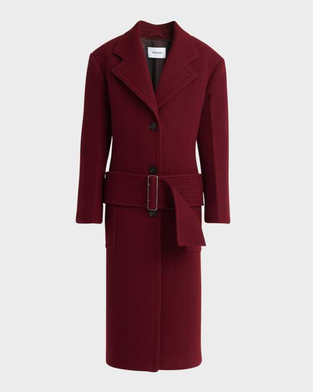 Wool-Cashmere Belted Single-Breasted Overcoat