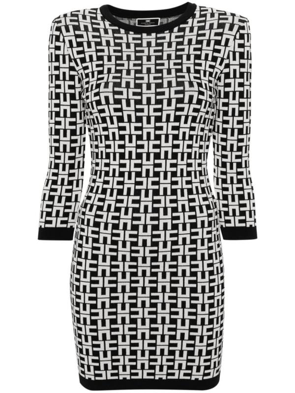 logo-jacquard knitted minidress