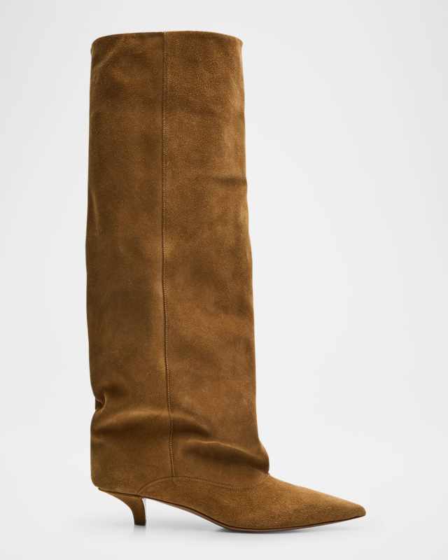 Ines Suede Comma-Heel Knee Boots