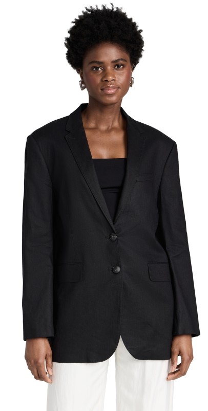rag & bone Odessa Linen Blazer Black