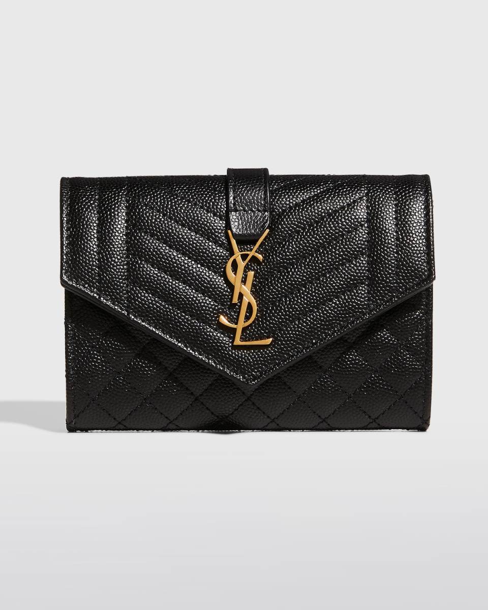 Envelope Small YSL Flap Wallet in Grained Leather