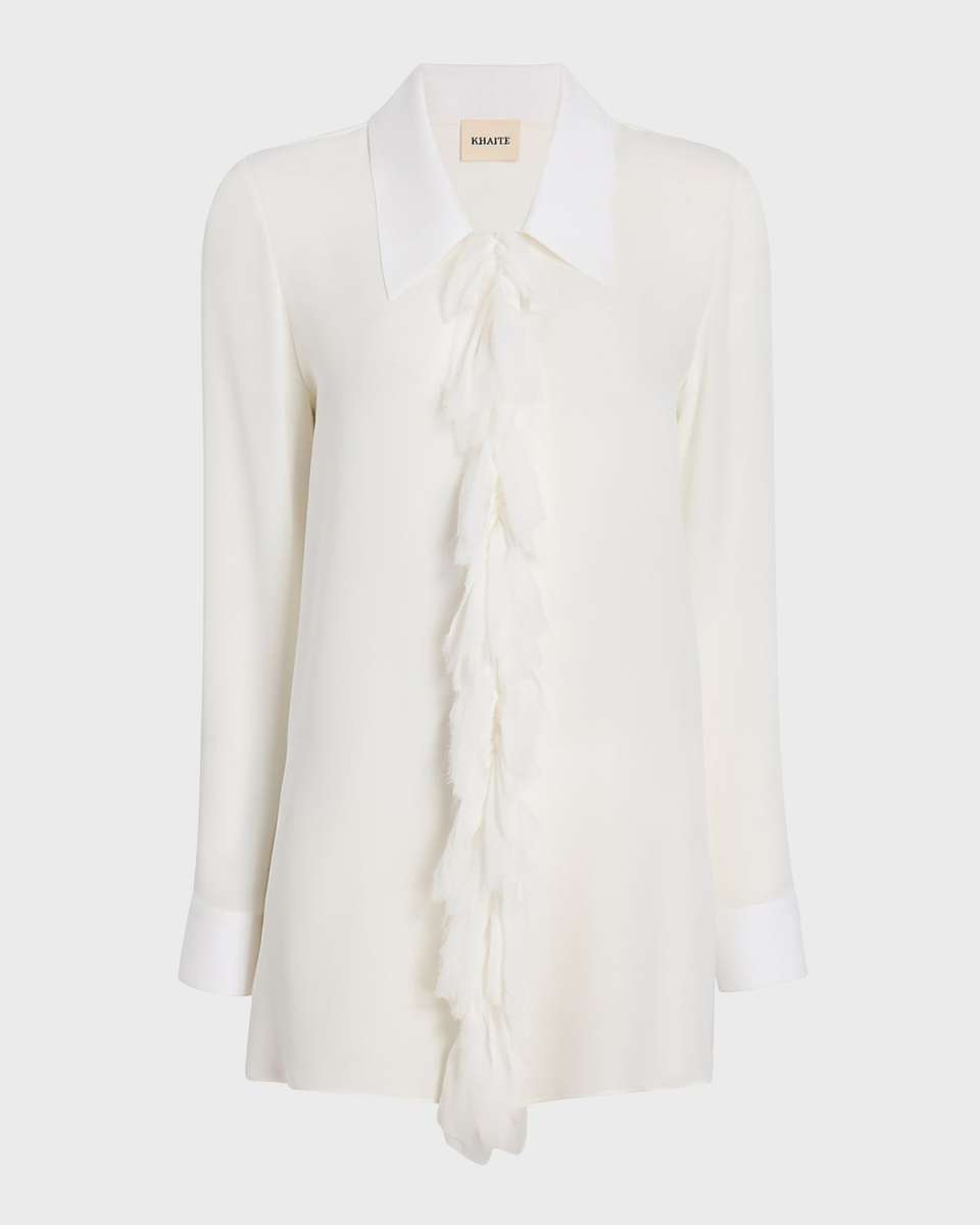 Luka Button-Front Top with Ruffle Detail